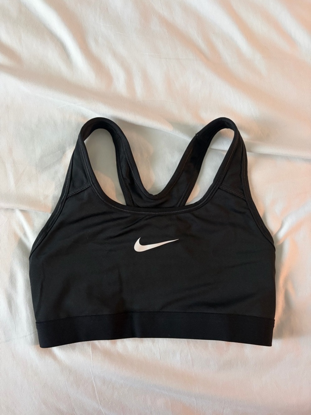 Nike Black Racerback Sports Bra with White Swoosh